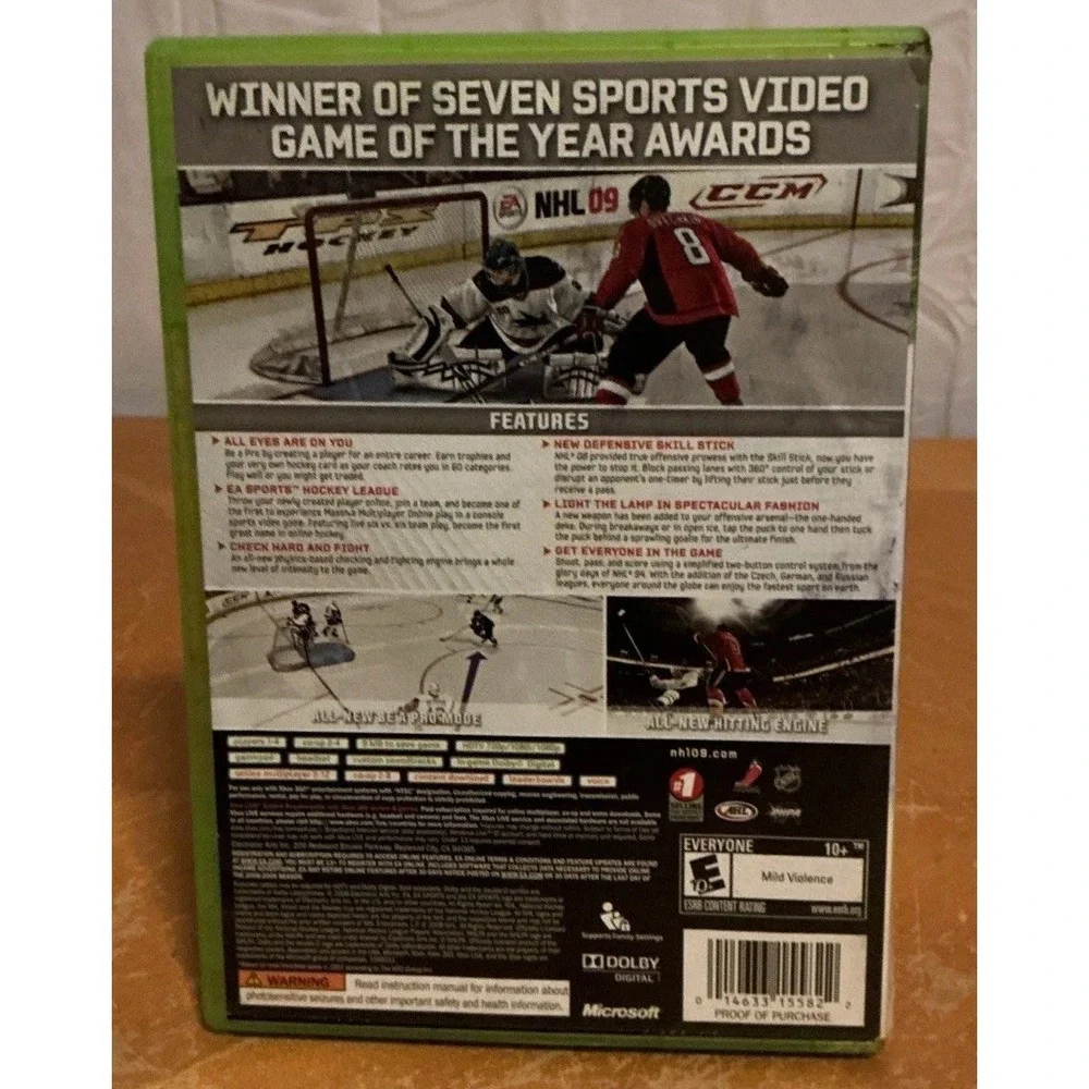 NHL 09 (Microsoft Xbox 360, 2008), No Manual, Damaged Case, See Pictures